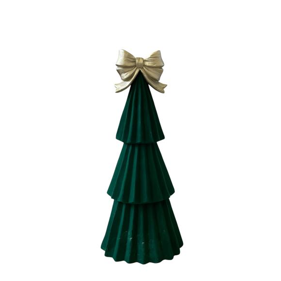 Green Velvet Christmas Tree with Gold Bow Topper 18in Holiday Glam Decor NEW - Picture 8 of 10